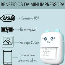 Carregar imagem no visualizador da galeria, Impressora Portátil Sem Fio Recarregável Térmica Gato